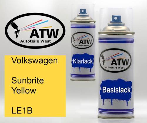 Volkswagen, Sunbrite Yellow, LE1B: 400ml Sprühdose + 400ml Klarlack - Set, von ATW Autoteile West.